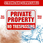 Zonon 6 Pack Metal No Trespassing Sign 12 x 8 Inch Private Property Word with H Stake Reflective Aluminum Security Weatherproof Outdoor Metal Outdoor Keep out Sign, Easy to Mount(Red) Red