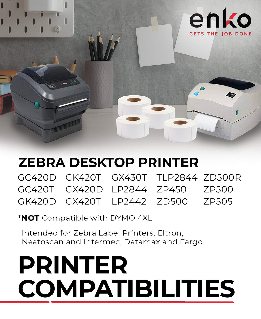 enKo 3 x 5 in 3 Rolls | 1050 Direct Thermal Address and Barcoding Labels 3 Rolls, 1050 Labels