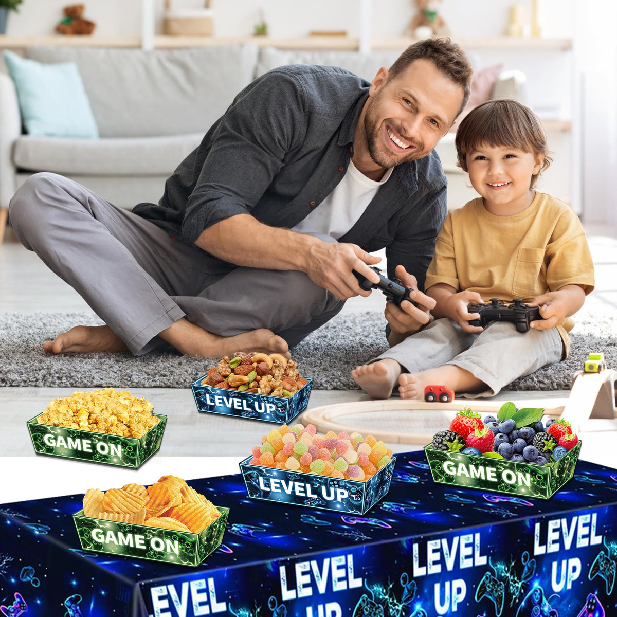 24 Pcs Paper Food Trays for Video Game Theme Party Decorations