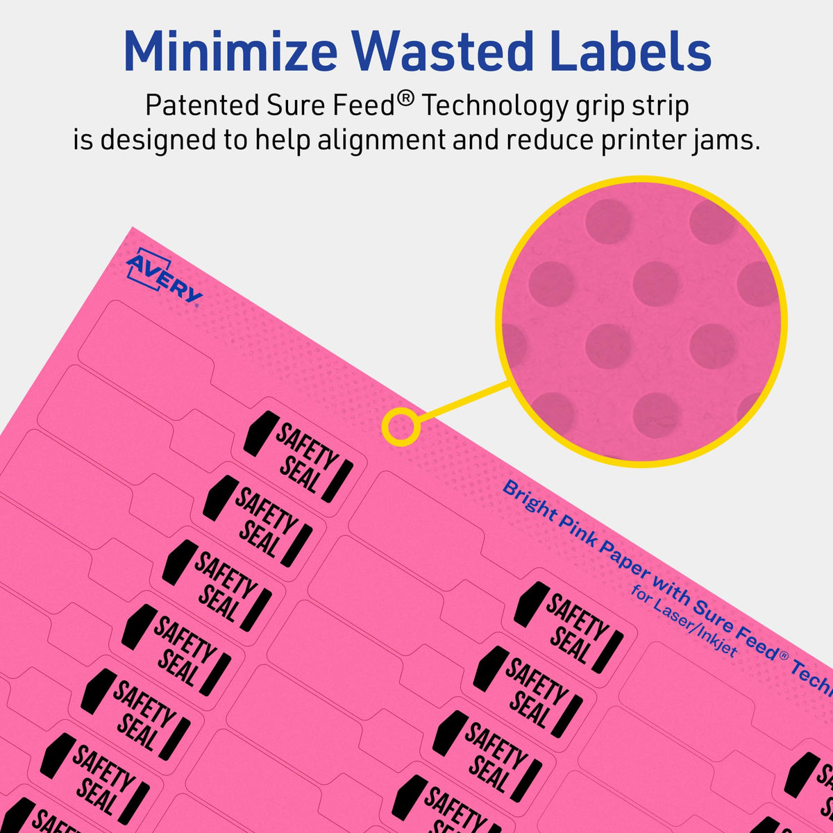 Avery® Printable Barbell Labels, Sure Feed® Technology, 1/2" x 2-1/2", Bright Pink Labels, Laser/Inkjet Printable, 900 Total, Great for Jewelry Merchandising and Cord Identification 900 labels
