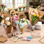 Flower Bar Supplies Set for Floral Bloom Decor Include Acrylic Flower Bar Sign Bouquet Wrapping Gift Bags Chiffon Ribbon and Garden Scissors, Applicable to Wedding Bridal Baby Shower Birthday Party