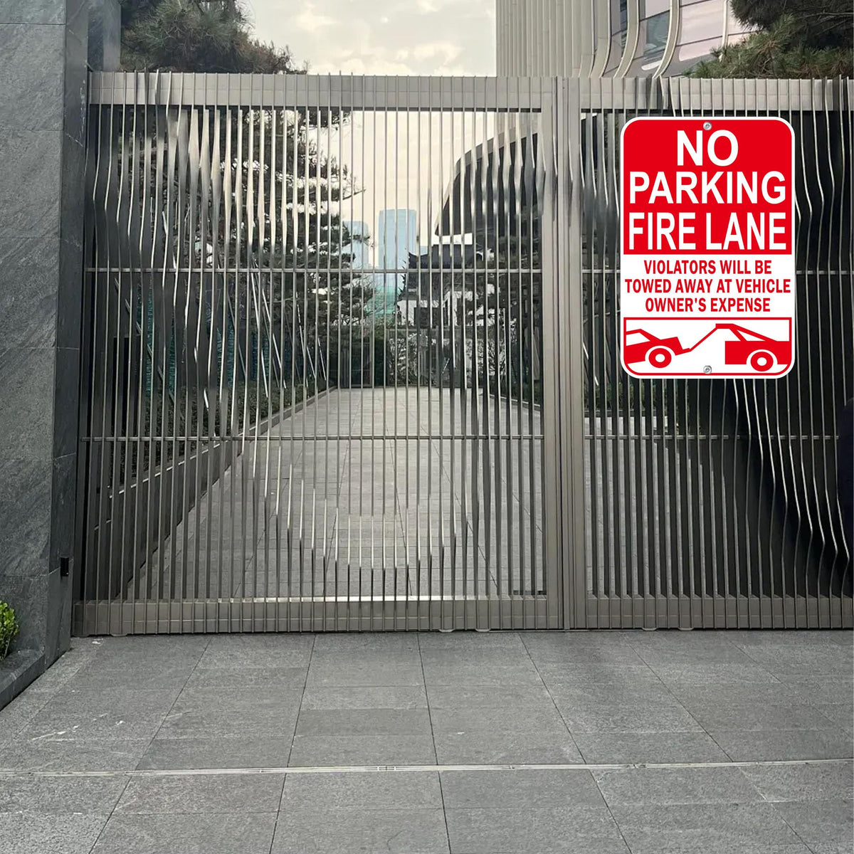 No Parking Fire Lane Sign, Reflective Aluminum, 12 x 18 Inches, Weather Resistant, UV Protected, Indoor Outdoor Use, 2 Pack Red - 2 Pack - 12" x 18" 01