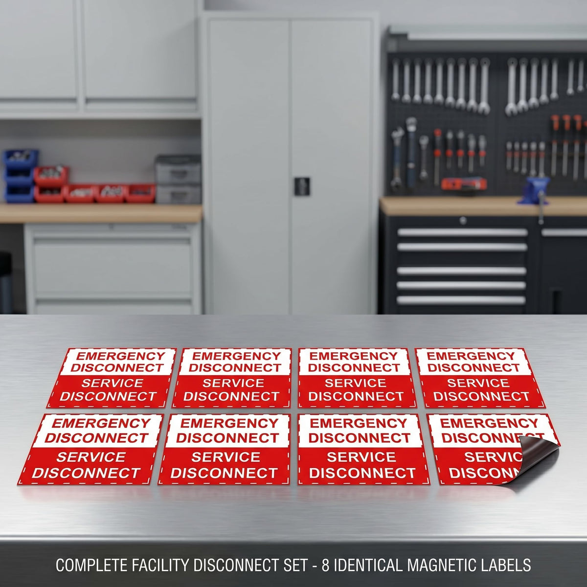 NICEXIYAZI-NEC Compliant Emergency Disconnect Stickers, 5 x 3.5 Inch Warning Labels, Service Disconnect Danger Notice Signs for Indoor & Outdoor Electrical Use