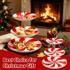 3 Tiers Christmas Peppermint Ceramic Cake Stand Dessert Tray