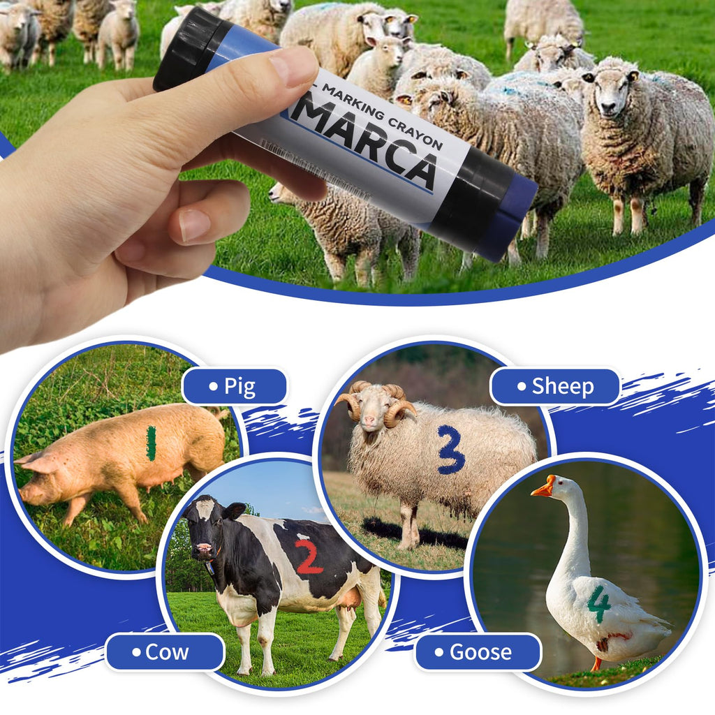 Livestock Marker Crayons 6 Pack 100g Twist-Up Water-Resistant Non-Toxic