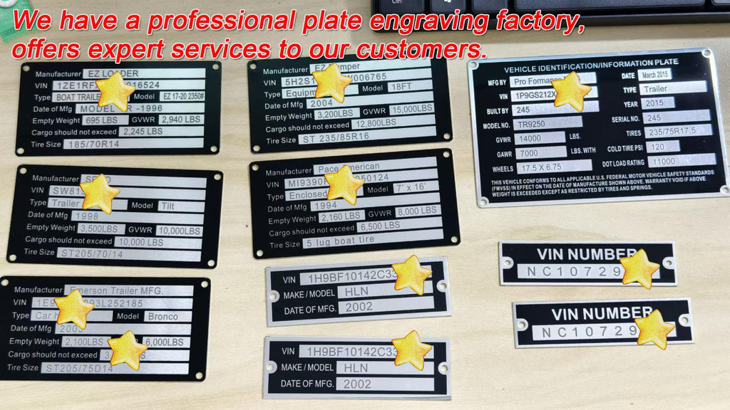 Blank Aluminum Trailer ID Plates, Metal Identification Plate, Serial Number Tag, Equipment Data Plate, Chassis ID Label, Compliance Asset Tag, Industrial Nameplate, DIY Replacement ID Plate Blank, 5 Pcs.