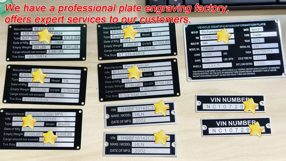 Blank Aluminum Trailer ID Plates, Metal Identification Plate, Serial Number Tag, Equipment Data Plate, Chassis ID Label, Compliance Asset Tag, Industrial Nameplate, DIY Replacement ID Plate Blank, 5 Pcs.