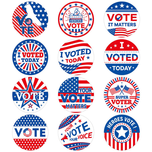 360 Pcs I Voted Today Stickers 1.5 Inch Round I Voted Stickers with Red, White, and Blue for Election Day