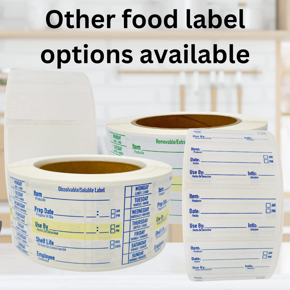 2x1 Dissolvable Food Labels, 1000 Food Container Stickers, Blue