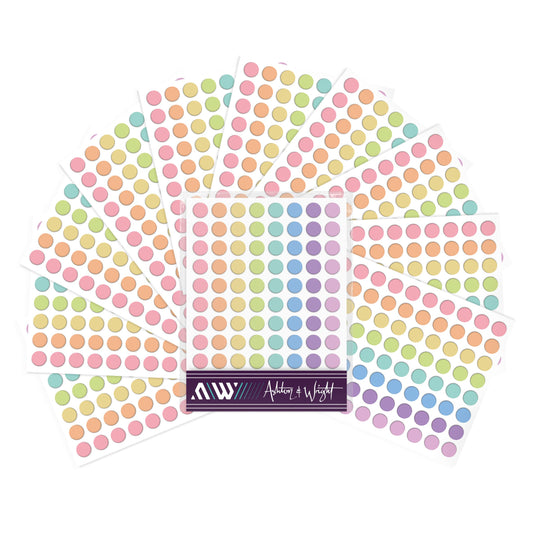 Ashton and Wright - Easy Peel Colour Coding Labels - 8mm Dot Stickers (Pastel, Pack of 1-880) Pack of 1 - 880 Pastel