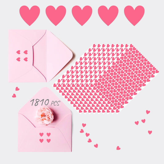 1810 PCS Pink Heart Shaped Stickers, Self-Adhesive Color-Code Stickers Love Decorative Labels Use for Valentine's Day, Holiday, Gifts, Wedding, Anniversary, Award Charts (0.5" Each, 10 Sheets) 0.5inch