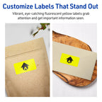 Avery® Printable Rectangle Labels, Sure Feed® Technology, 5/8" x 3", Neon Yellow Labels, Laser/Inkjet Printable, 640 Total, Great for Mailing and Packaging 640 labels