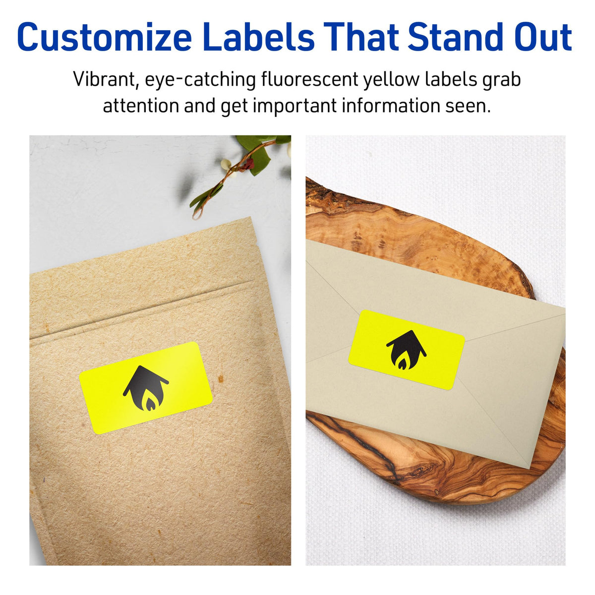 Avery® Printable Rectangle Labels, Sure Feed® Technology, 2/3" x 3-7/16", Neon Yellow Labels, Laser/Inkjet Printable, 600 Total, Great for Mailing and Packaging 600 labels