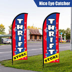 Buryeah 2 Sets Thrift Store Feather Flag with Pole Kit & Carry Bag
