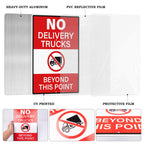 2 Pack No Delivery Trucks Beyond This Point Sign 14"×10" with Stake