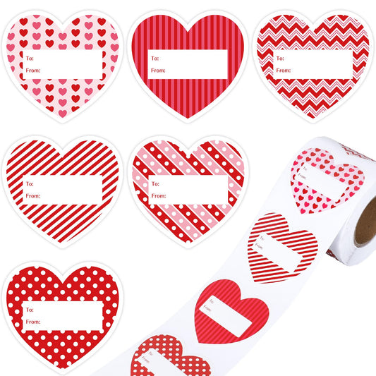 300Pcs Valentine's Day Tag Stickers Heart to & from Gift Name Tag Self-Adhesive Labels for Holidays and Birthdays Decoration