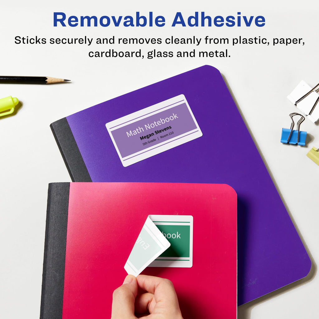 Avery Matte White Removable Rectangle Labels, Sure Feed Technology, 2" x 4", 150 Removable Labels, Laser/Inkjet Printable 150 Count