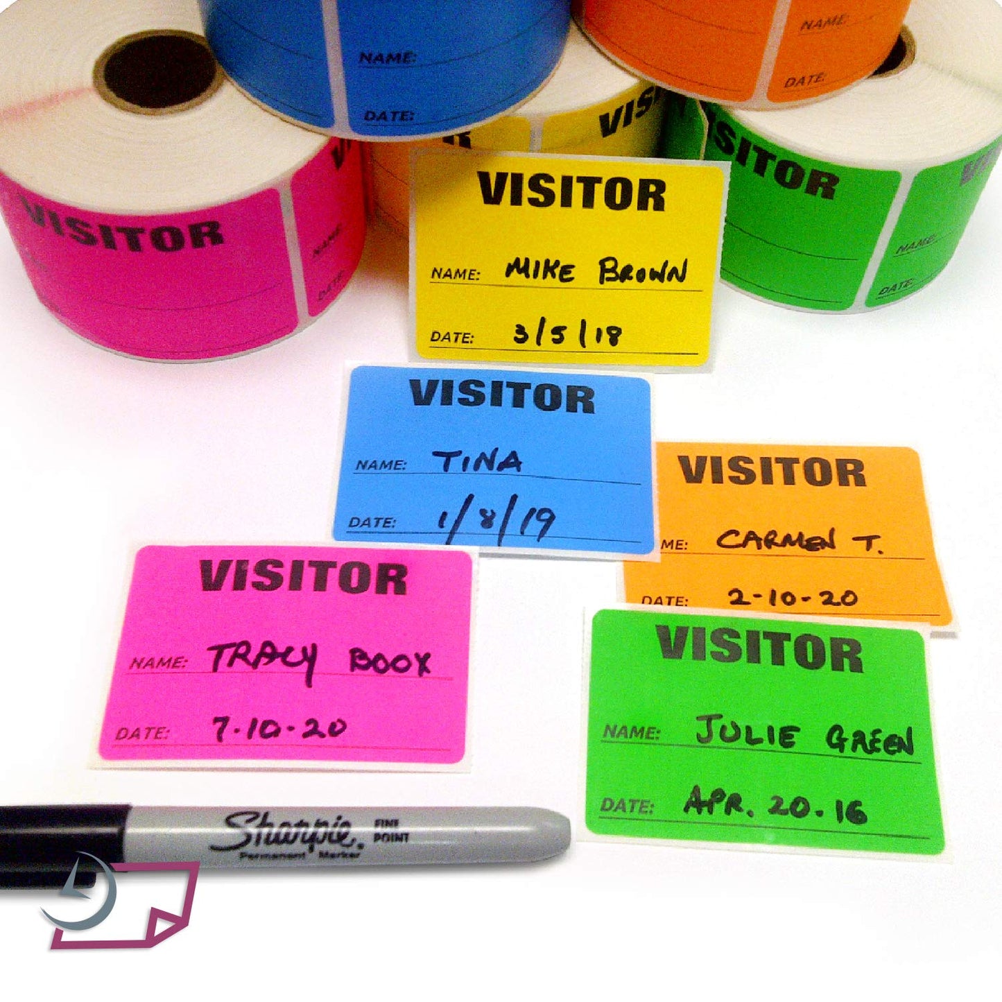 NextDayLabels - 3 x 2 Visitor Labels Pass, ID Labels and Safety Identification Badge Stickers 500 Per Roll (Fluorescent Blue)