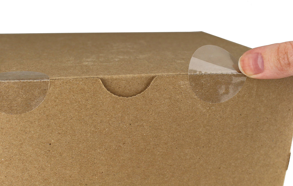 ChromaLabel 1.50-inch round clear wafer seals on a roll, all-purpose non-perforated labels for versatile labeling needs.