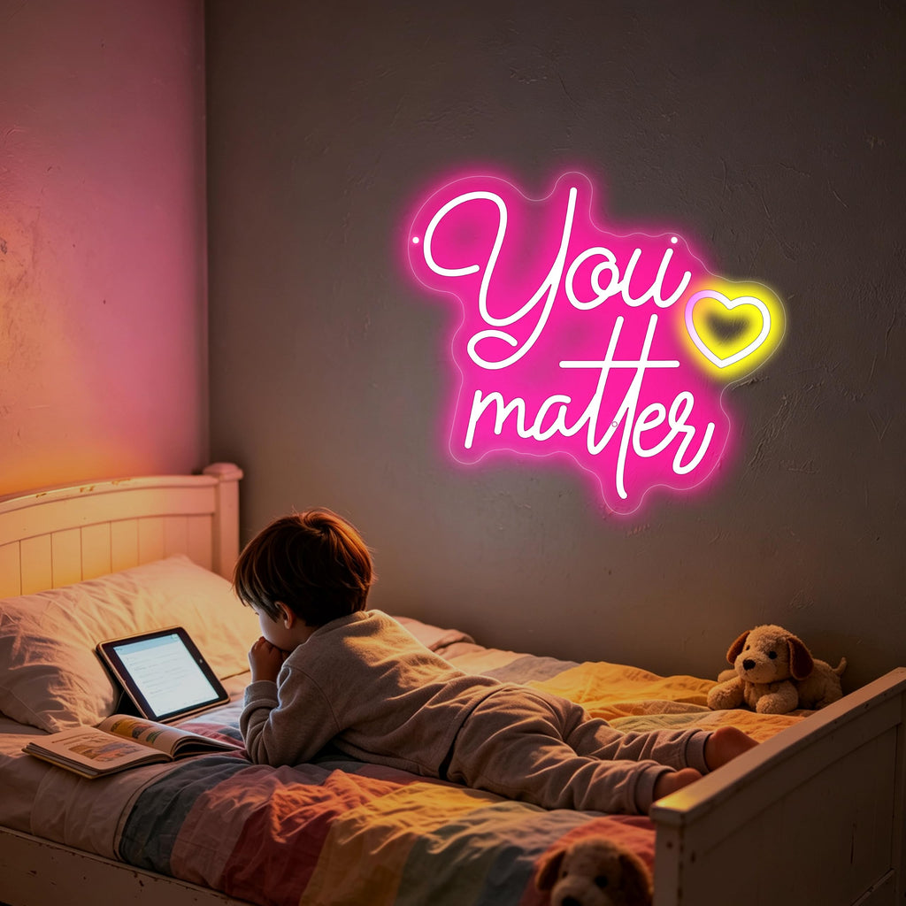 You Matter Neon Sign Motivational Positive Quote LED Wall Decor-14.8"x13.4" You Matter