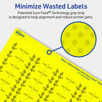 Avery Printable Rectangle Labels, Sure Feed Technology, 1/2" x 1-3/4", Neon Yellow Labels, Print-to-The-Edge, Laser/Inkjet Printable, 1,200 Total, Great for Jars and More 1,200 labels