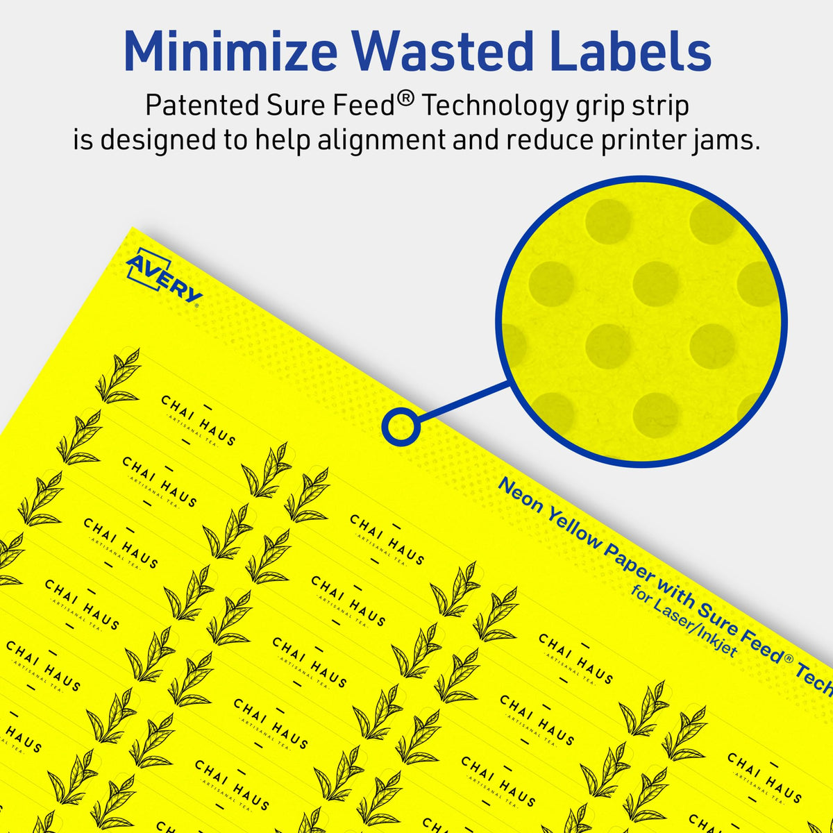 Avery Printable Rectangle Labels, Sure Feed Technology, 1/2" x 1-3/4", Neon Yellow Labels, Print-to-The-Edge, Laser/Inkjet Printable, 1,200 Total, Great for Jars and More 1,200 labels