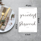 40pcs Reserved Table Signs with Name Line 4x6" Double Sided White 40 pcs