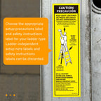 Set of 8 GRONGU step ladder safety label stickers for Werner fiberglass stepladders, including weight and replacement labels.