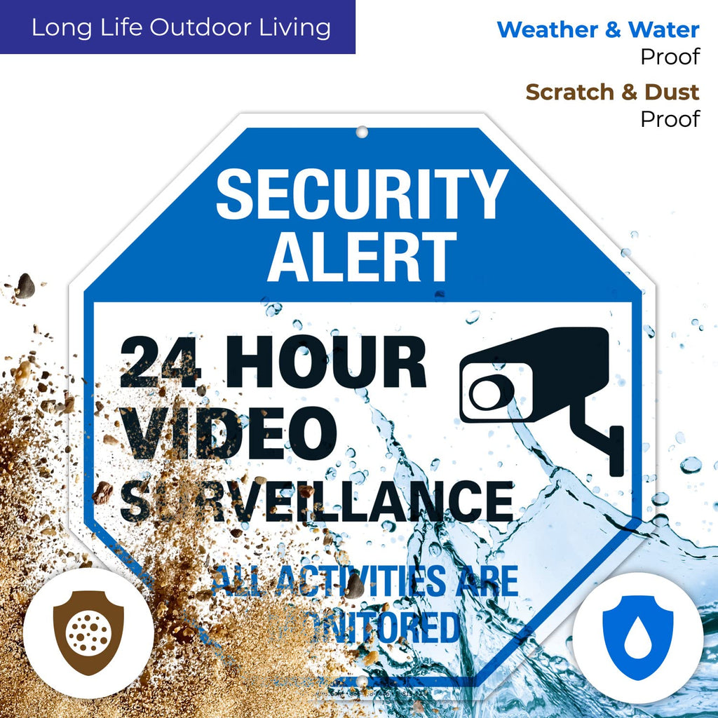 Video Surveillance Sign, CCTV Security Alert, Aluminum 12x12 2 PK