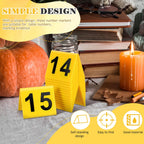 SEWACC 15 Pcs Acrylic Table Number Cards, Sturdy Plastic Yellow Restaurant Place Cards with Black Numbers 1-15, High Visibility Table Tents for Cafes And Banquets, Seating Markers