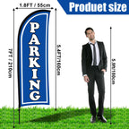 Hahafelt 2 Sets Parking Feather Flag with Pole 7 ft Parking Sign Banner Swooper Flag with Ground Stake and Portable Bag for Business Outside Event (Blue) Blue