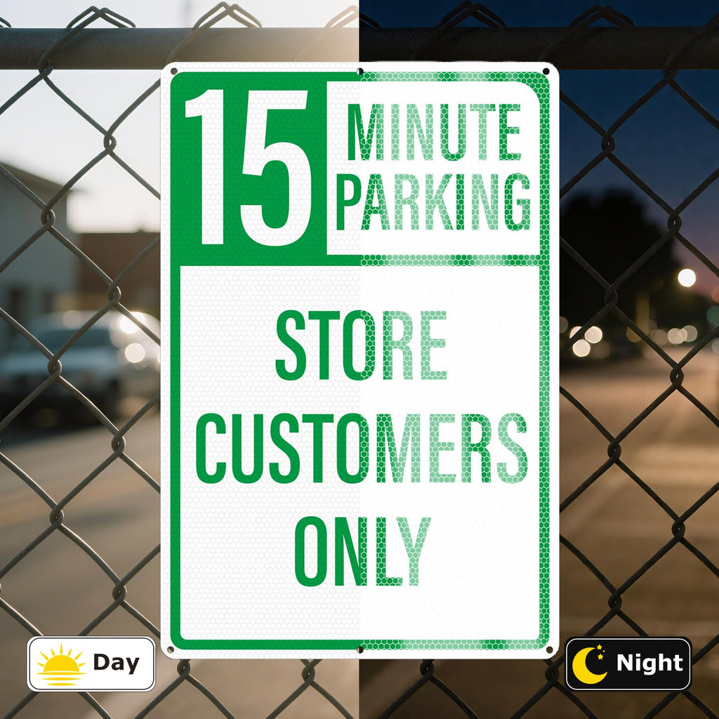 2 Pack 15 Minute Parking Store Customers Only Signs 18 x 12 Inches