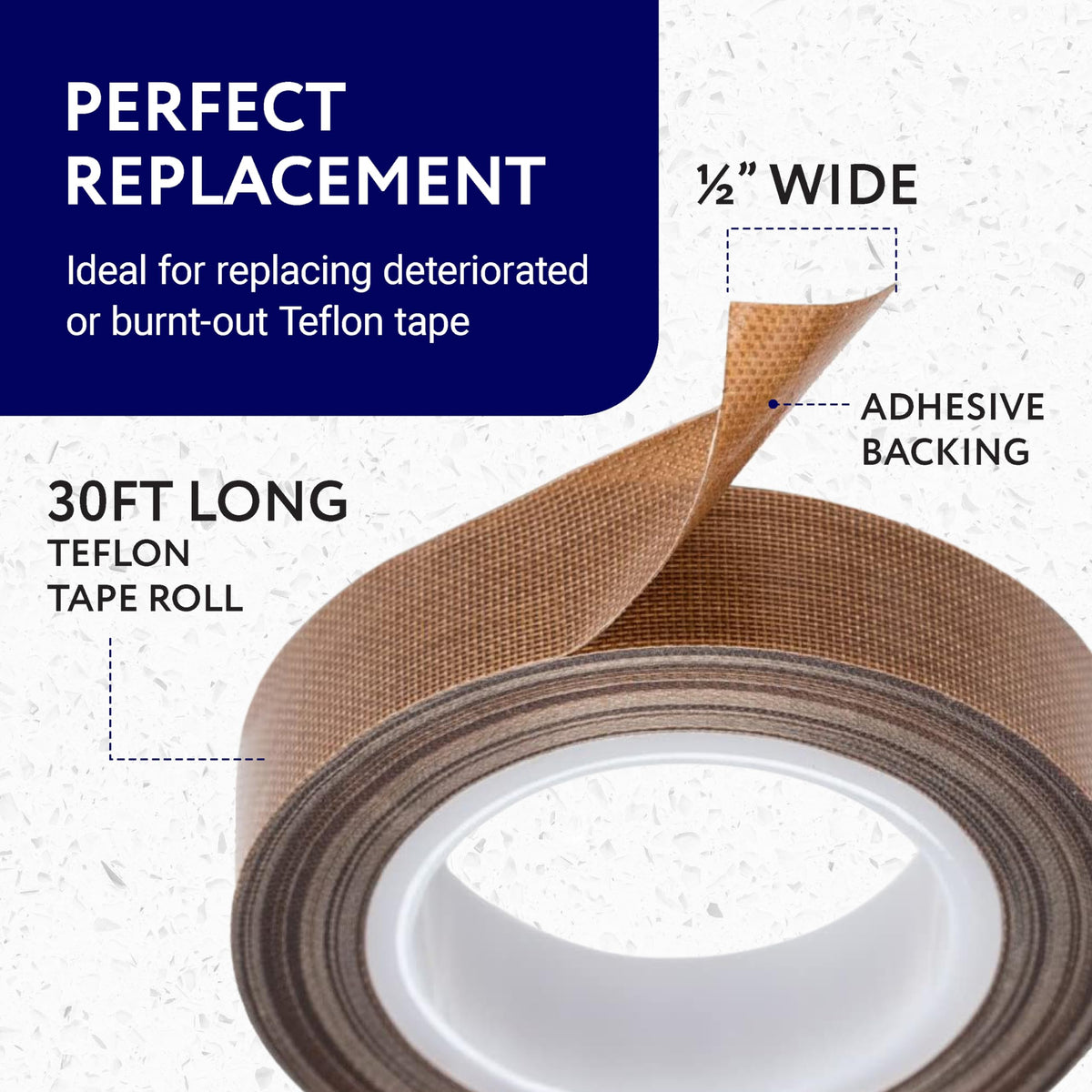 Impresa PTFE Teflon Heat Seal Tape - Replaces Strips & Vacuum Seal Tape - Barrier & Vac-Pack Heat Strip Replacement - Fits Impulse & Vacuum Models - 1/2 in x 30 Ft, 1 Piece