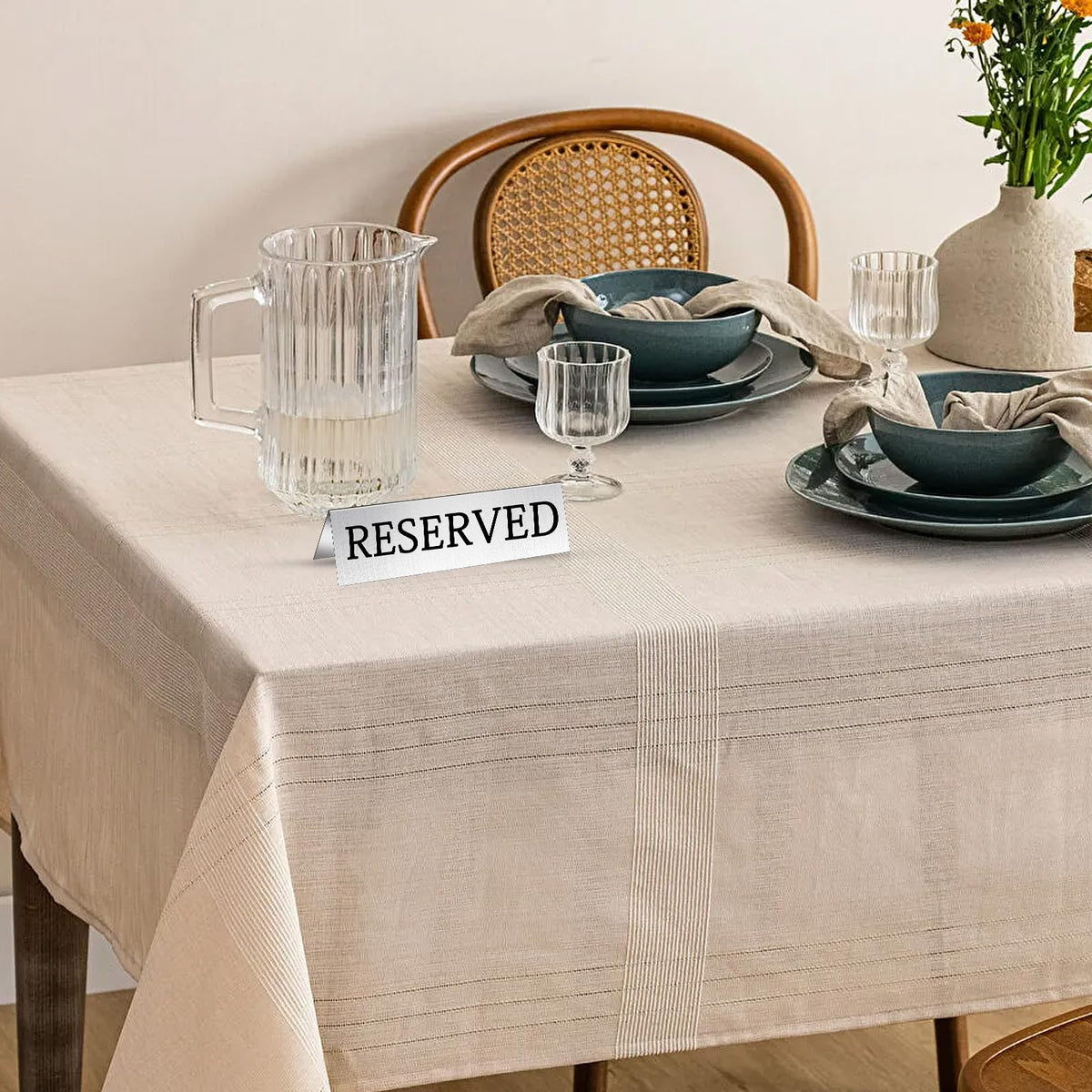 30Pcs Metal Reserved Table Signs, Double Sided Reserved Seating Signs with Protect Film, Table Tent Stand Tents Reserved Sign for Wedding Restaurant Parties Ceremony 5.9 x 1.6 Inch Silver