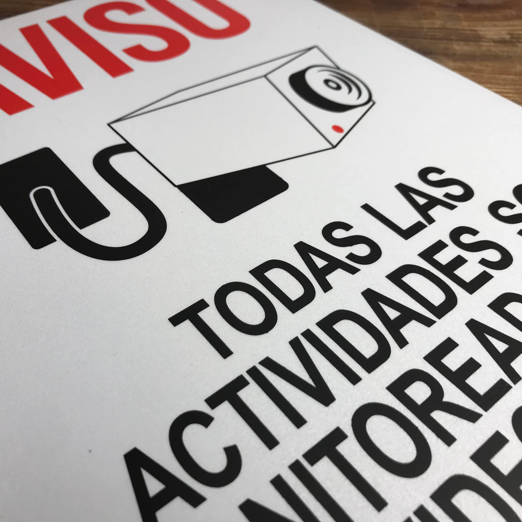 TRADESAFE Spanish All Activities Monitored By Video Camera Sign Aviso Monitoreadas Con La Videocámara
