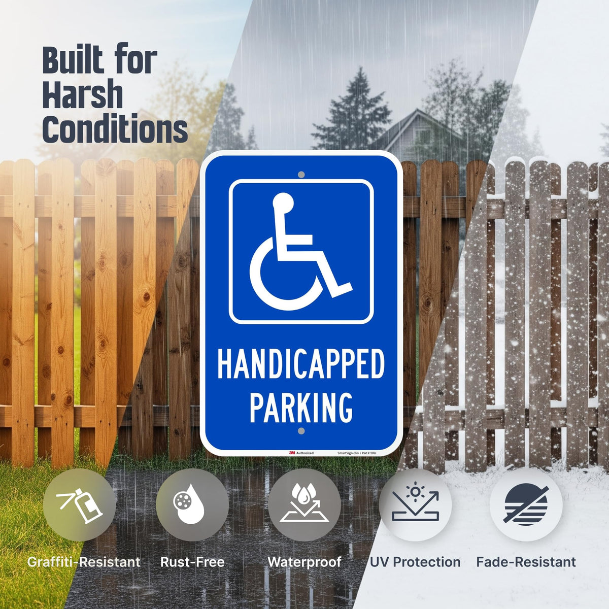 SmartSign Handicapped Parking Sign, 12 x 18 Inches 3M Engineer Grade Reflective Aluminum, Pre-Drilled Holes, USA Made 12" x 18" 12" x 18" EG Reflective Aluminum