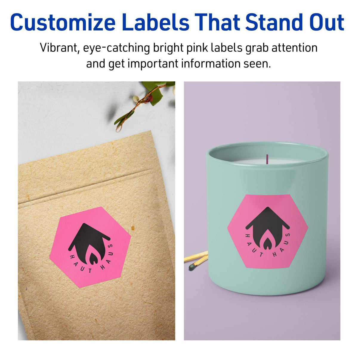 Avery® Printable Hexagon Labels, Sure Feed® Technology, 2-1/2" x 2-57/64", Bright Pink Labels, Print-to-The-Edge, Laser/Inkjet Printable, 120 Total, Great for Cosmetics and Jars 120 labels