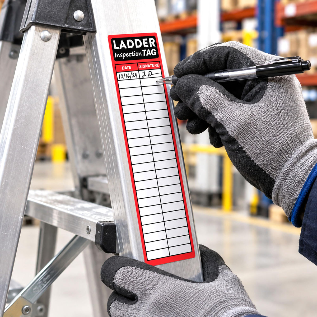 Ladder Inspection Labels Safety Stickers Ladders Red Safety Inspection Tags 8.5 x 2 Inch