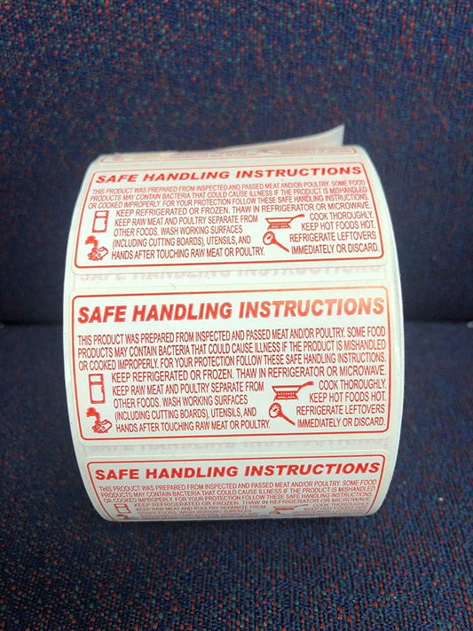 Food Safe Handling Instructions Labels, Meat, Chicken Packaging Instructions,1000 Labels. 2.25 x 1.125 inches Made in USA (1 Roll) 1 Roll