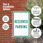 SmartSign 18 x 12 inch Reserved Parking Sign, 2mm Thick Aluminum Composite, Pre-Drilled Holes, Made in USA Green and White ACM - 12" x 18"