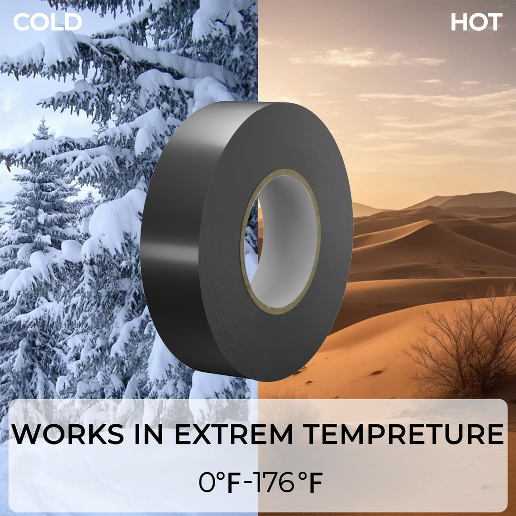 SWRT 0.75" x66ft 12 Pack Electrical Tape, Waterproof Flame Retardant Black