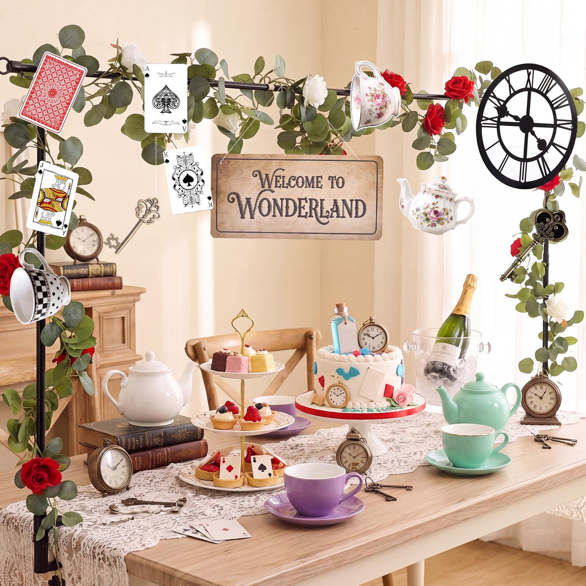 Yinkin 14 Set Wonderland Tea Party Decor Wonderland Photo Backdrop Ornament