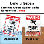 Video Surveillance Sign, No Trespassing Sign, Metal Reflective Warning Sign, 4 Pack, 14x10 Inches .040 Aluminum, Indoor or Outdoor Use for Home Business CCTV Security Camera,UV Protected & Waterproof Red (4-Pack) - 14"x10"
