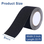 Grip Tape 3 Inch x 33 Ft, Heavy Duty Anti Slip Tape for Stairs, Strong Friction Non Skid Tape with Emery, Waterproof Grip Tape for Indoor, Outdoor, Step Treads, Black