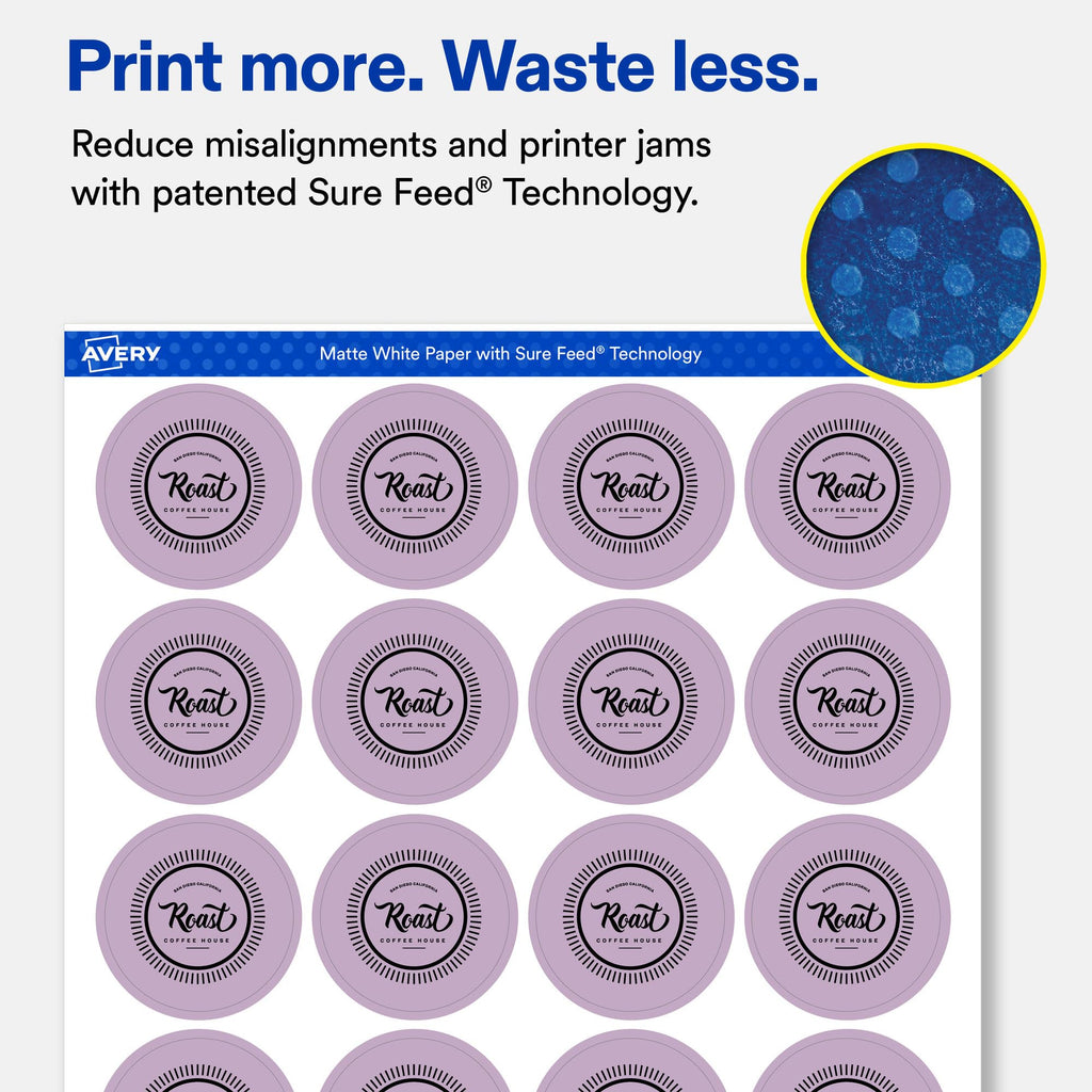 Avery® Matte White Round Labels, 1.75" Diameter, 2000 Total 2,000 labels