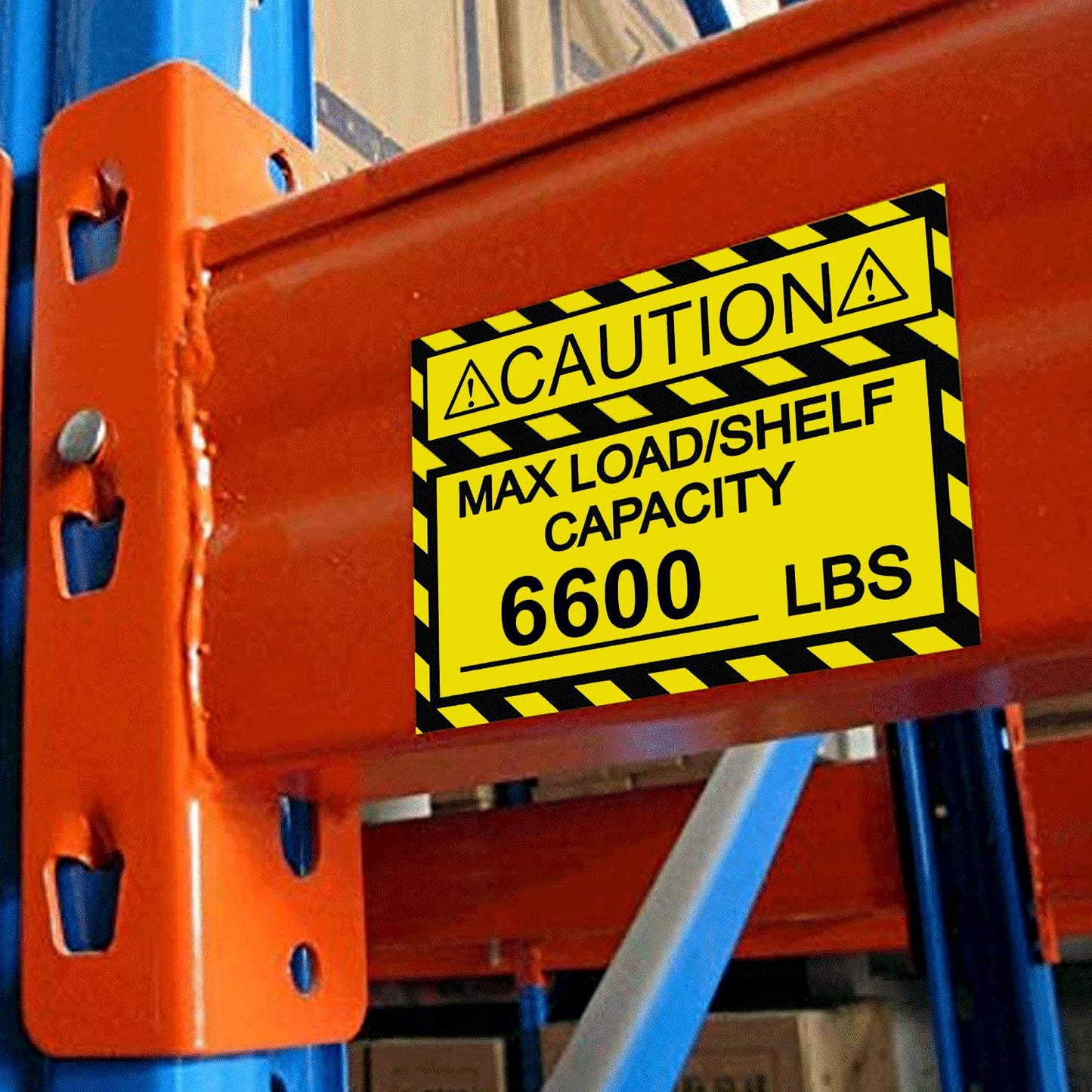 Pallet Rack Capacity Labels 3×4 Inch Caution MAX Load/Shelf LBS Warning Stickers - 25 Pcs/Pack Industrial Strength Sticker for Warehouse Safety Yellow 3 x 4inch