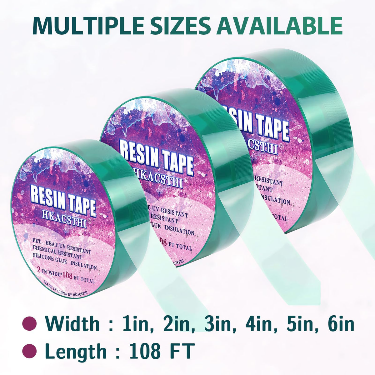 HKACSTHI 108 Feet Resin Tape for Epoxy Resin Molding Silicone Epoxy UV Resin Tape Epoxy Release Tape for Pouring Thermal High Temperature Tape (2 inches)