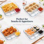 Glass Chips and Dip Serving Dish, Square Divided Appetizer Tray