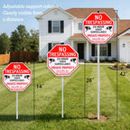 Large No Trespassing Signs Private Property with Stake for Outside 3 Pack
