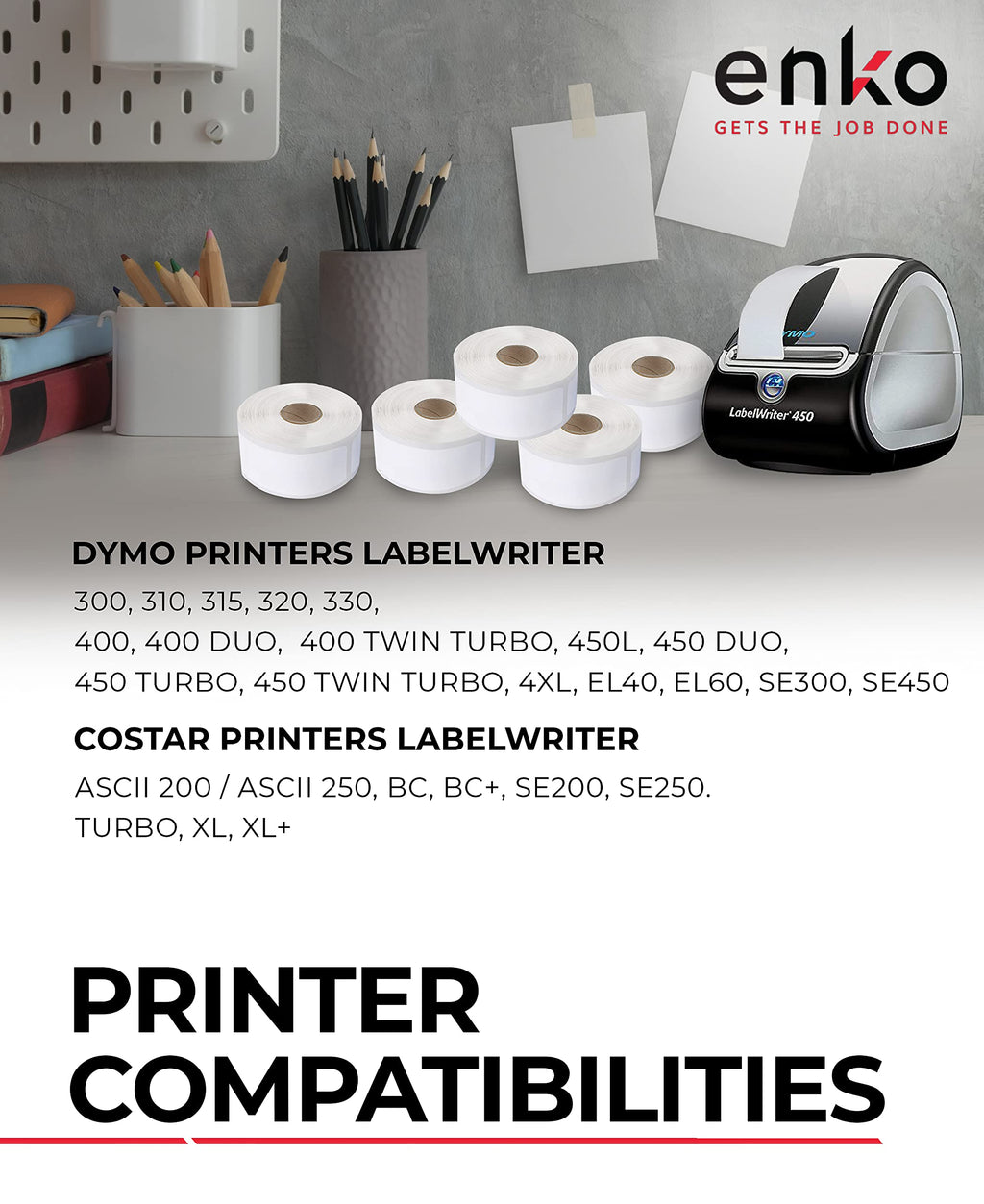 enKo [6 Rolls, 1560 Labels] Large Address, Shipping & Barcode Labels 30321 (1-4/10 x 3-1/2) Compatible for Dymo LabelWriter